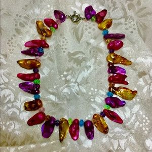 Fun Colorful Shell Statement Necklace